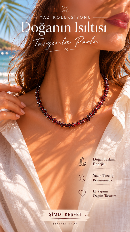Lal Taşı (Garnet) Dizi Kolye