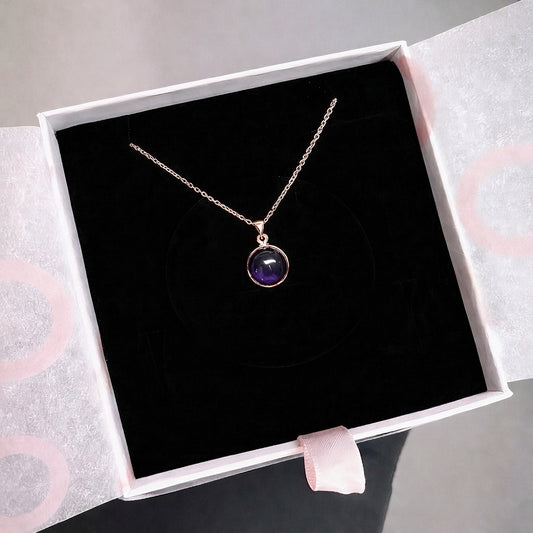 Ametist Yuvarlak Rose Gold Kolye