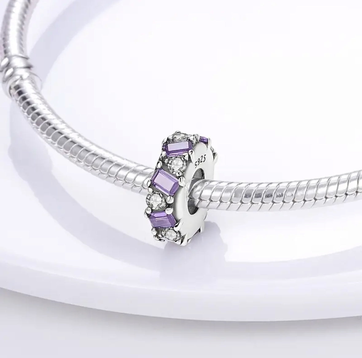 Ametist Round Gümüş Charm