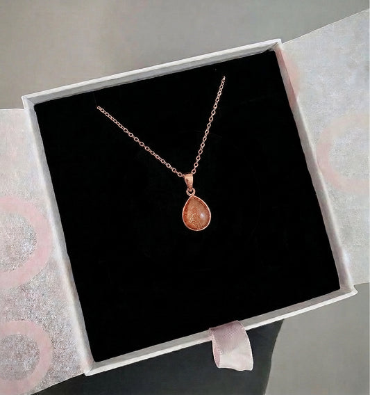 Güneş Taşı Minimal Damy Rose Gold Kolye