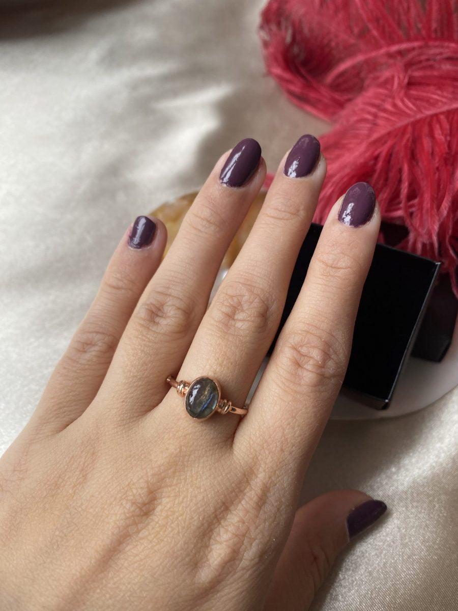 Labradorit Diana Rose Gold Yüzük