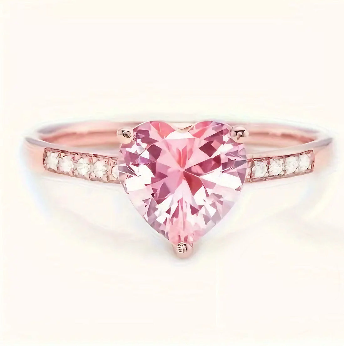 Pembe Kuvars Kalp Rose Gold Yüzük