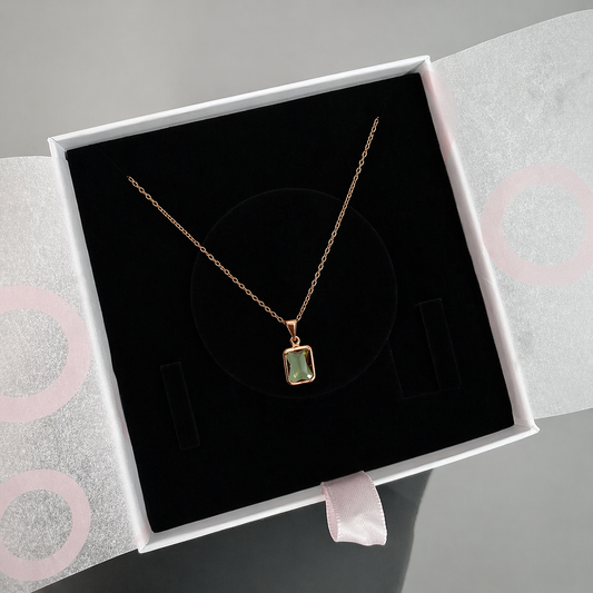 Zultanit Minimal Dörtgen Rose Gold Kolye