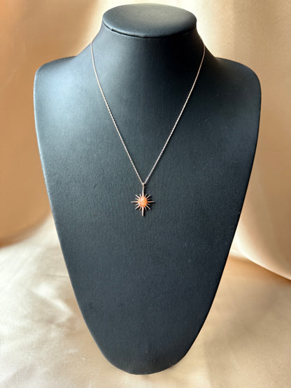 Güneş Taşı Büyük Kuzey Yıldızı Rose Gold Kolye