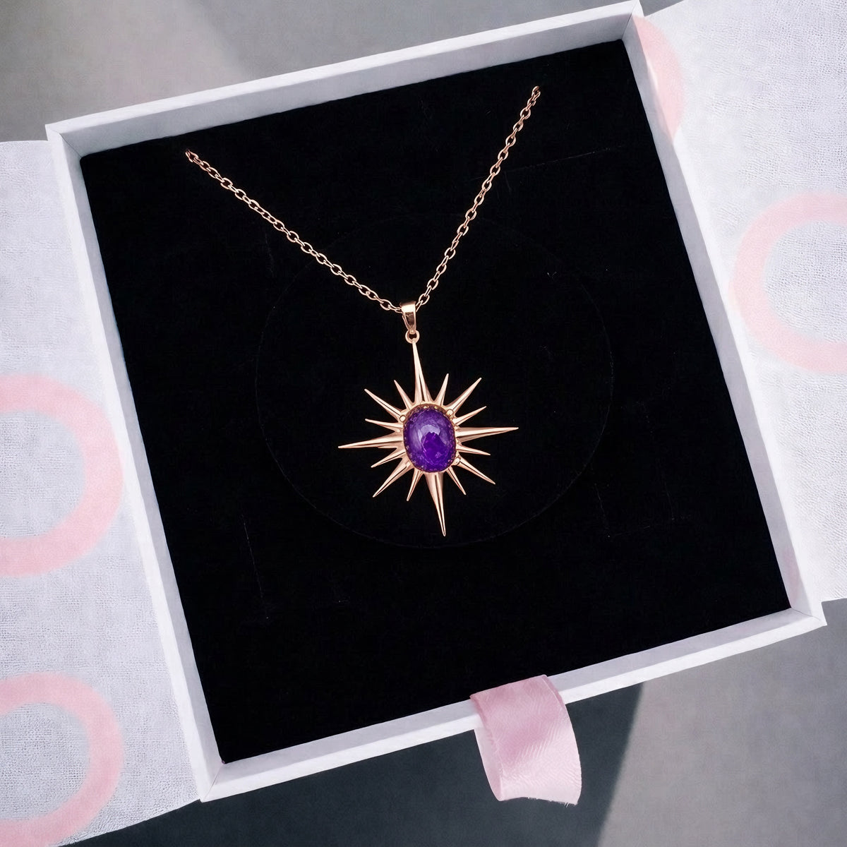 Ametist Büyük Kuzey Yıldızı Rose Gold Kolye