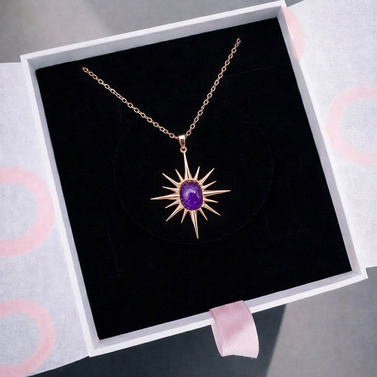 Ametist Büyük Kuzey Yıldızı Rose Gold Kolye