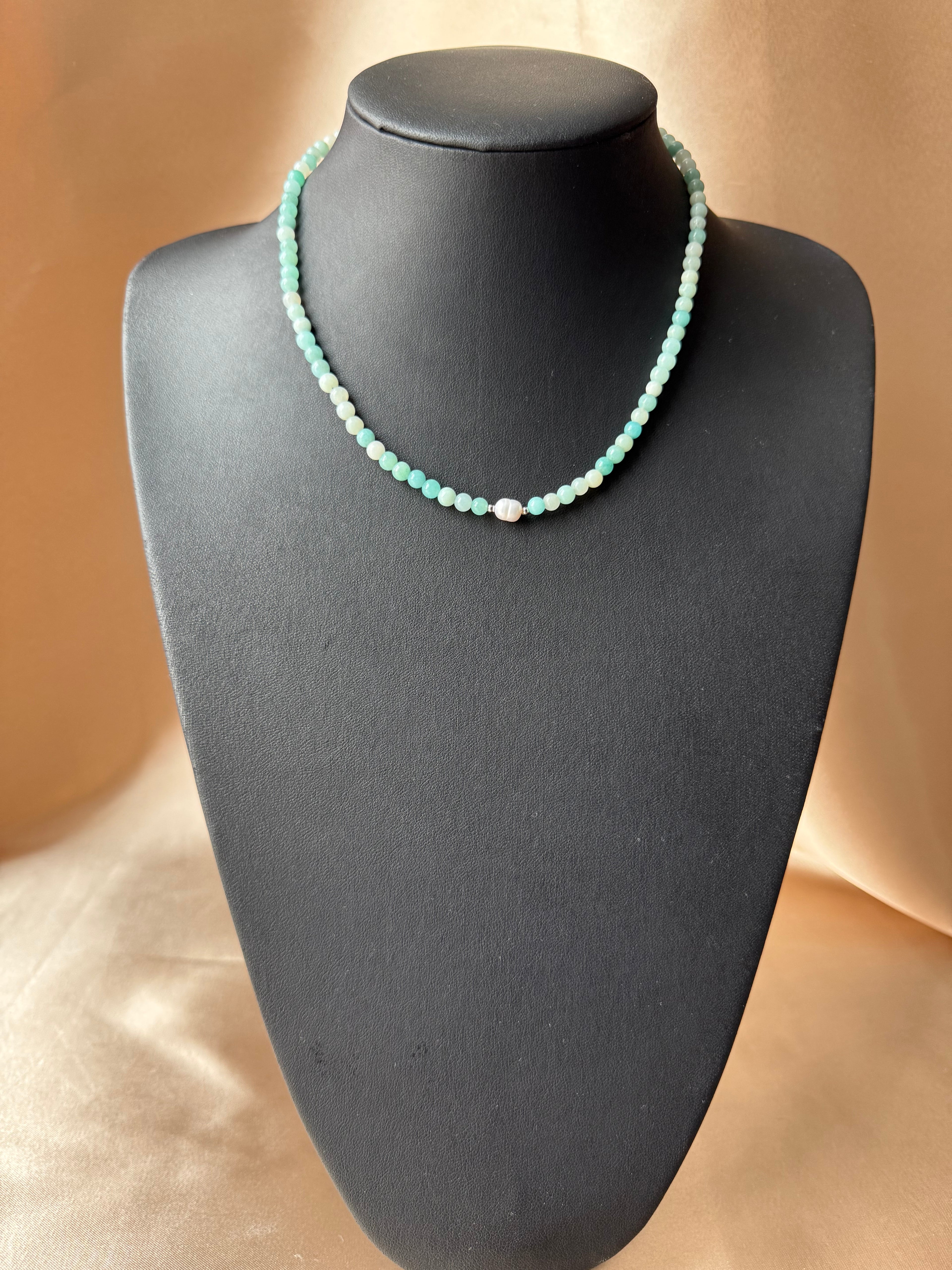 Akuamarin &amp; İnci Dizi Kolye