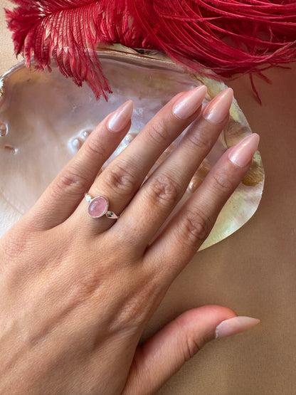 Pembe Kuvars Mary Gümüş Yüzük