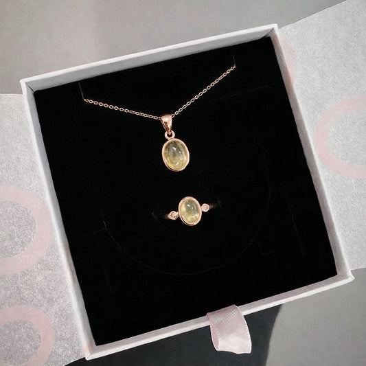 Sitrin Minimal Kolye & Yüzük Set (Rose Gold)
