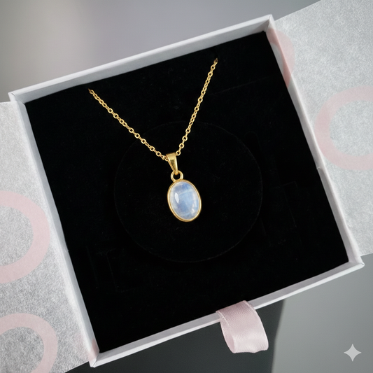 Ay Taşı Minimal Gold Kolye