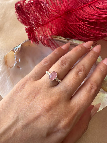 Pembe Kuvars Hera Gümüş Yüzük