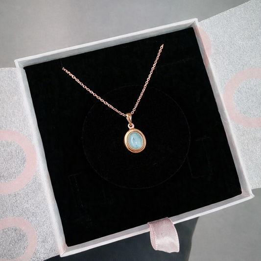 Akuamarin Minimal Vintage Rose Gold Kolye
