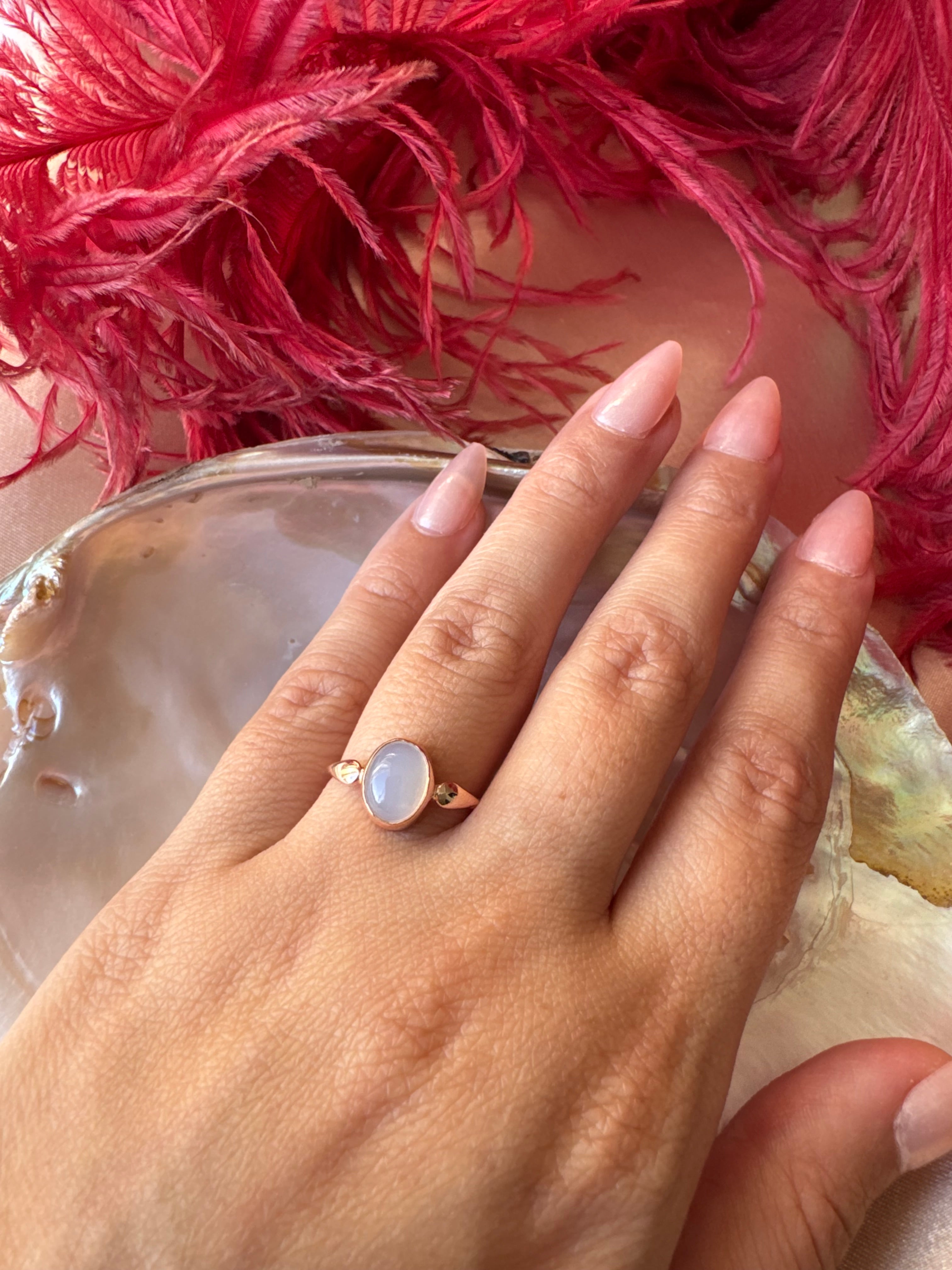 Kalsedon Mary Rose Gold Yüzük