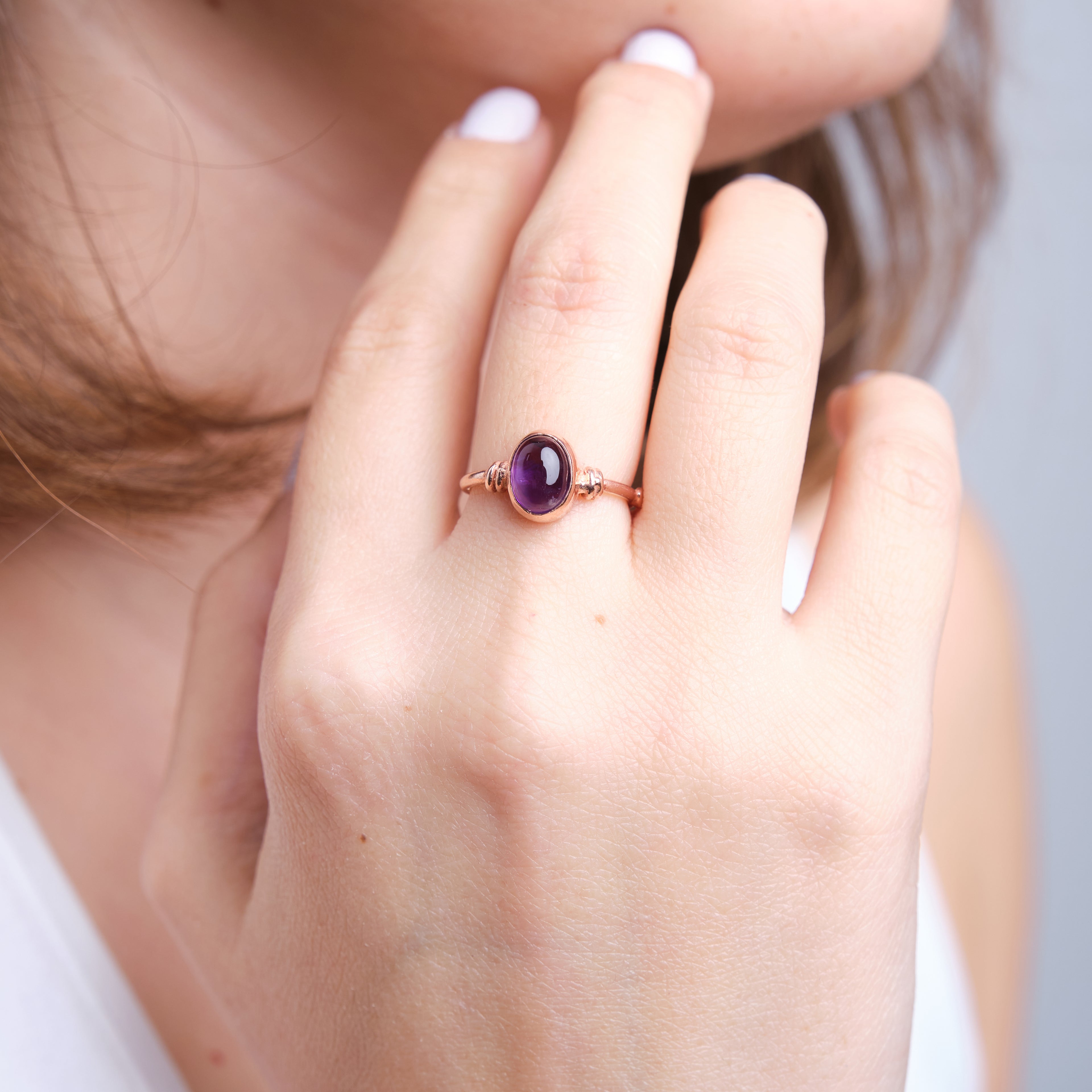 Ametist Diana Rose Gold Yüzük
