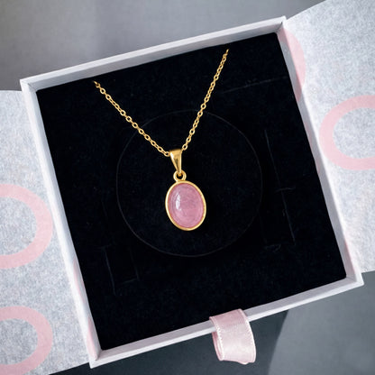 Pembe Kuvars Minimal Gold Kolye