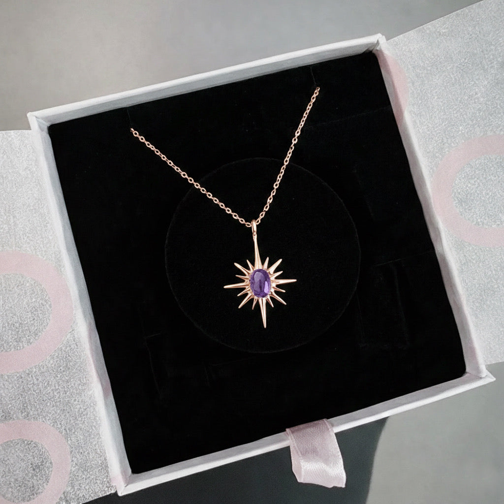 Ametist Büyük Kuzey Yıldızı Rose Gold Kolye
