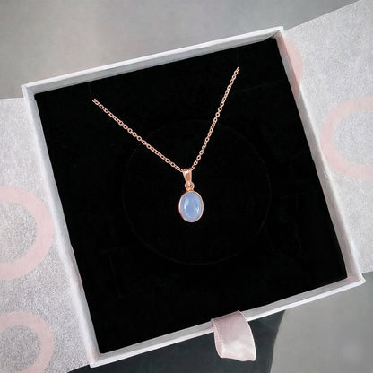 Kalsedon Minimal Rose Gold Kolye