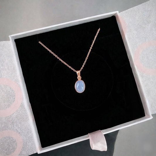 Kalsedon Minimal Rose Gold Kolye