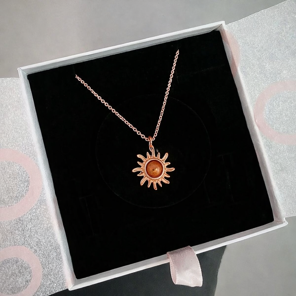 Güneş Taşı Minimal Güneş Rose Gold Kolye