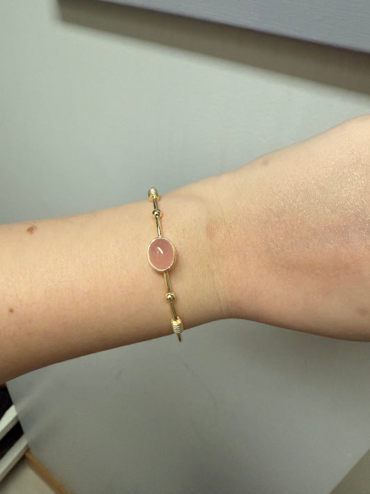 Pembe Kuvars Gold Bileklik