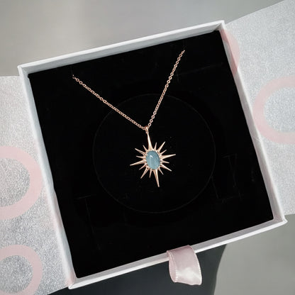 Akuamarin Büyük Kuzey Yıldızı Rose Gold Kolye