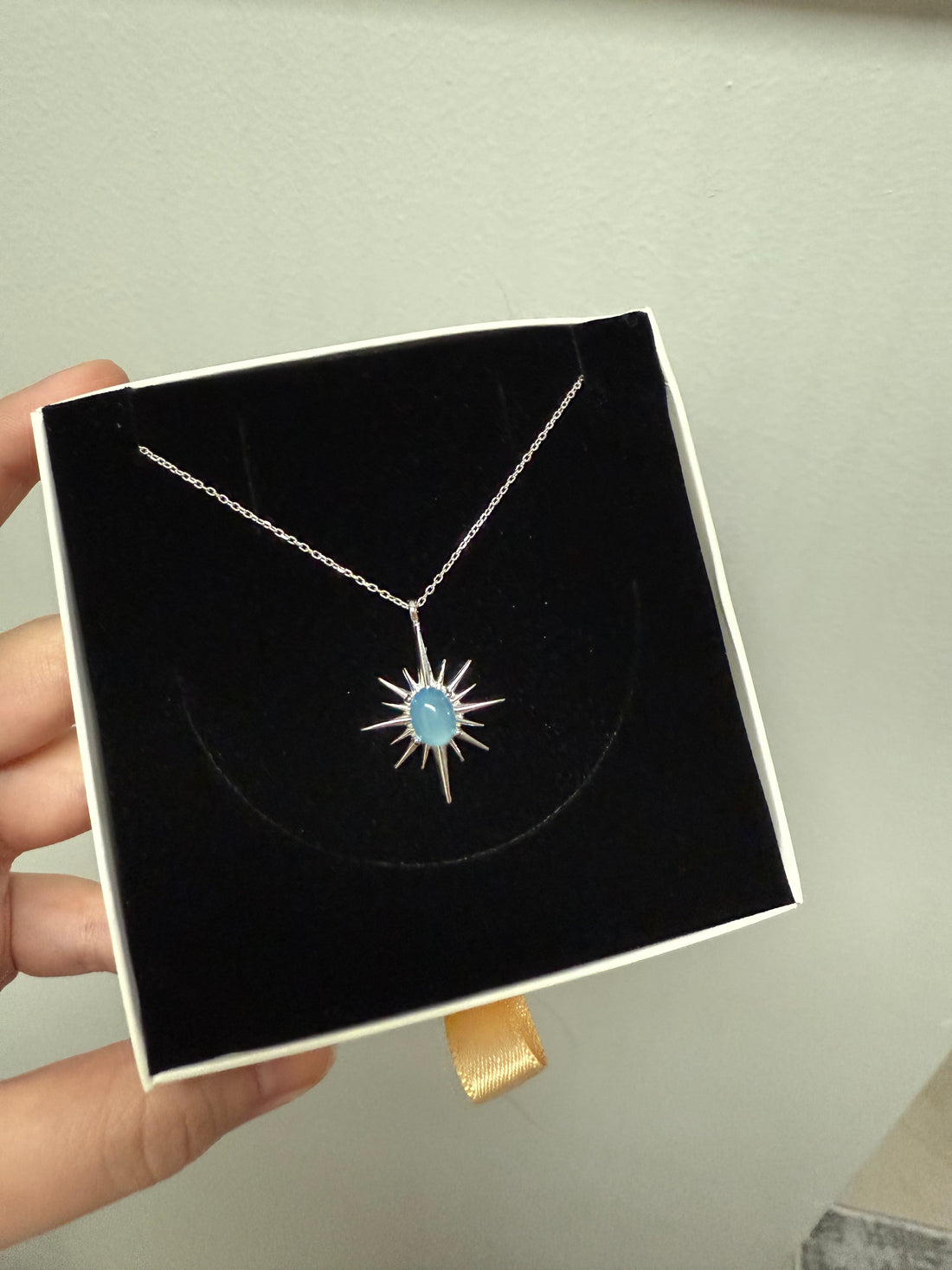 Akuamarin Büyük Kuzey Yıldızı Gümüş Kolye