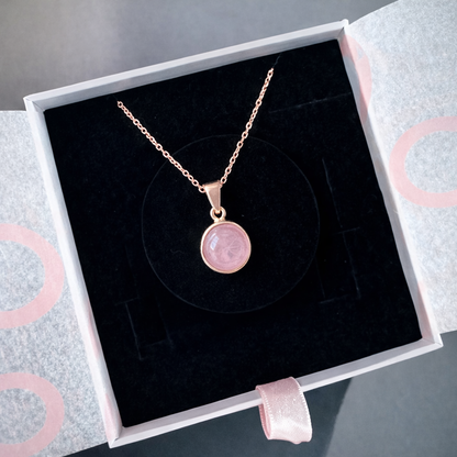 Pembe Kuvars Yuvarlak Rose Gold Kolye
