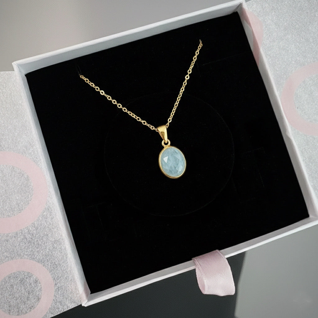 Akuamarin Minimal Gold Kolye
