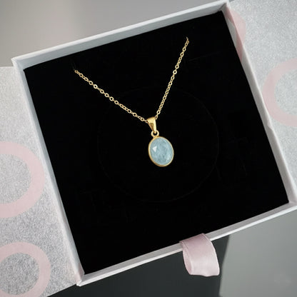 Akuamarin Minimal Gold Kolye