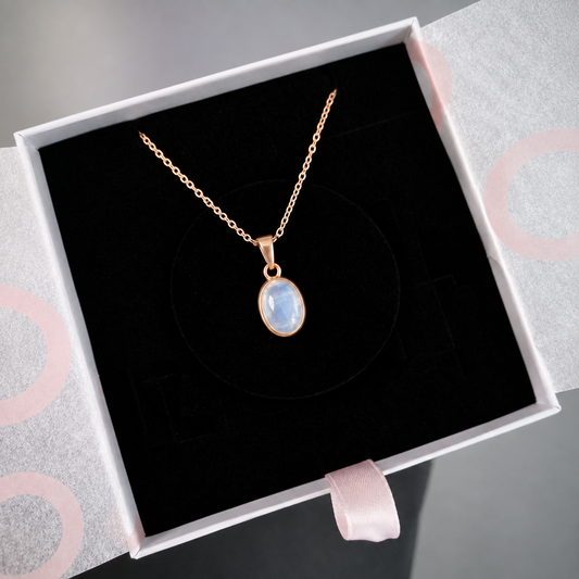 Ay Taşı Minimal Rose Gold Kolye