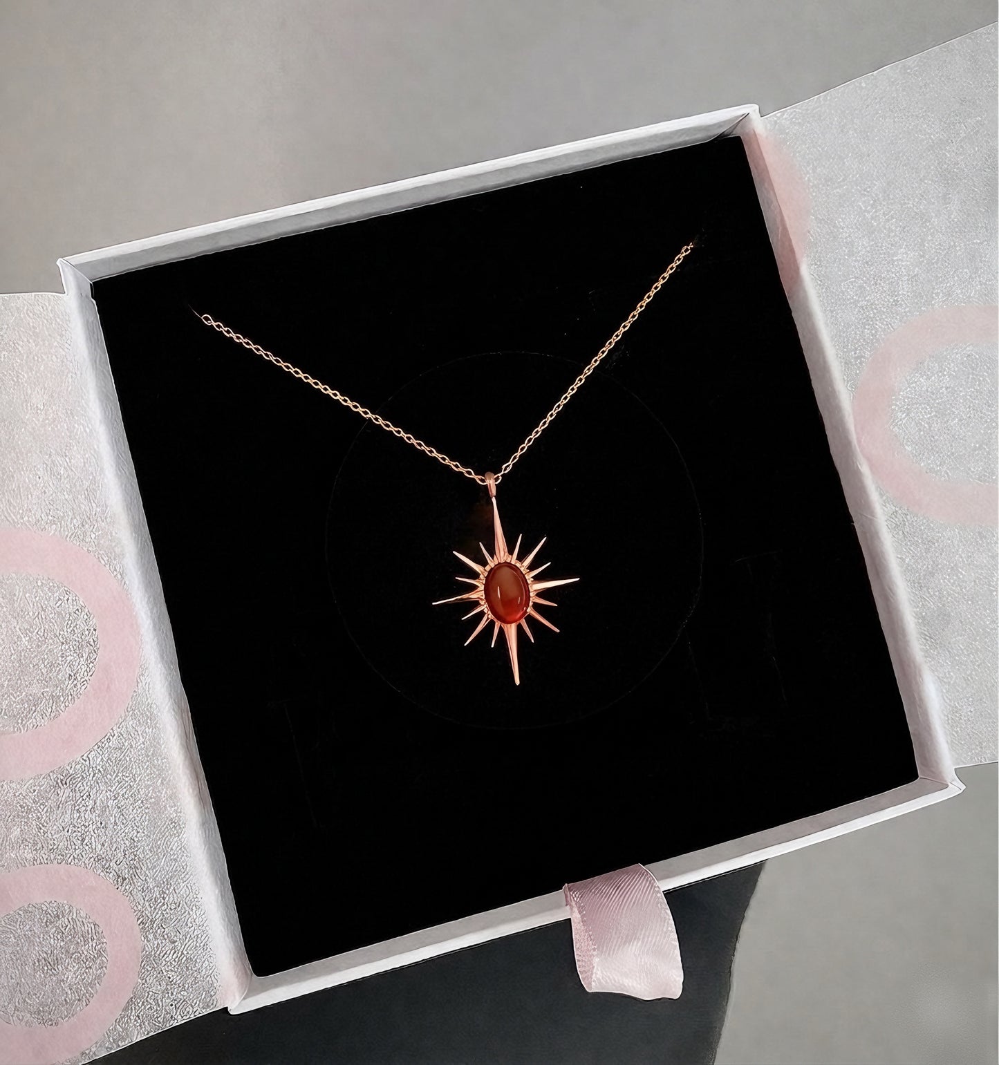 Akik Büyük Kuzey Yıldızı Rose Gold Kolye
