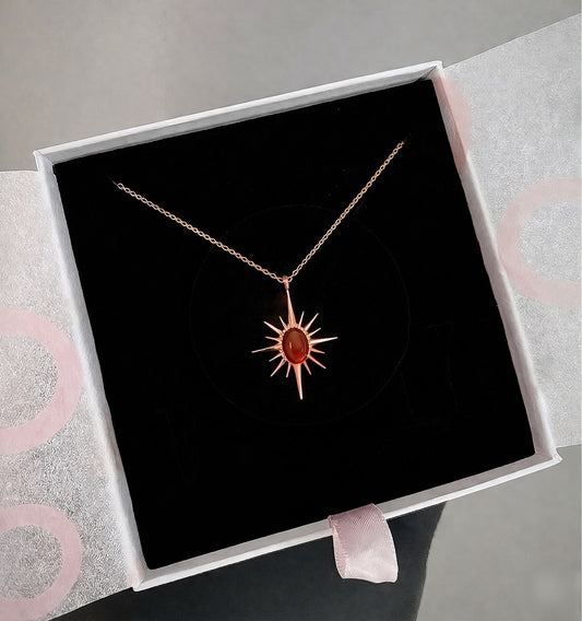 Akik Büyük Kuzey Yıldızı Rose Gold Kolye