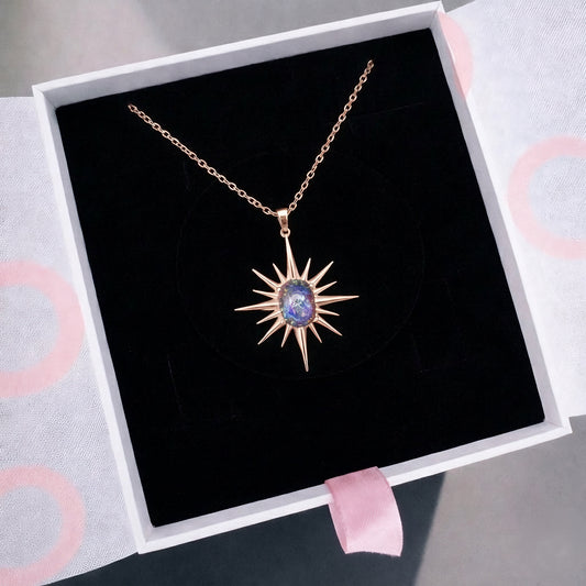 Mistik Topaz Büyük Kuzey Yıldızı Rose Gold Kolye