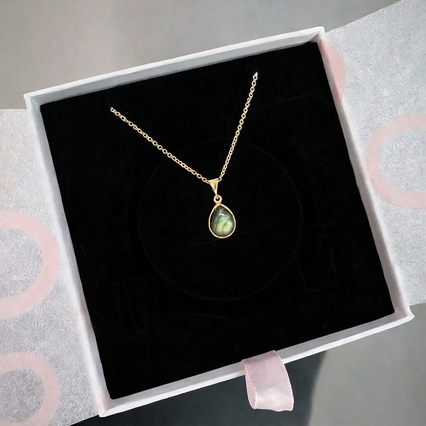 Labradorit Minimal Damy Gold Kolye