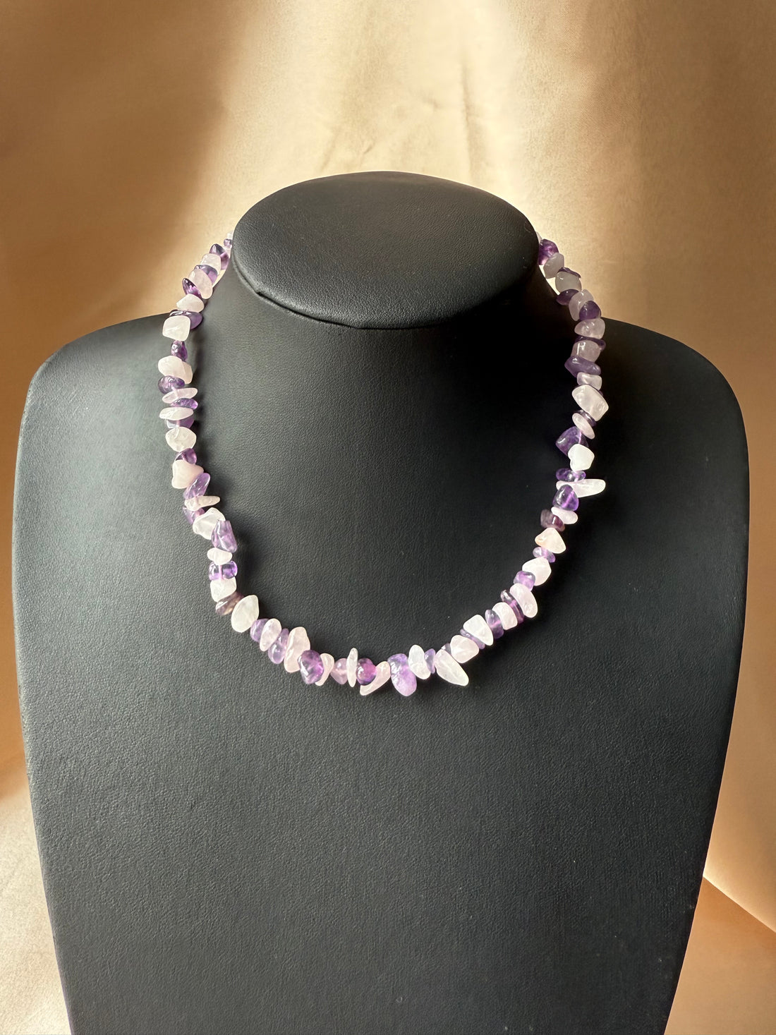 Ametist & Pembe Kuvars Dizi Kolye