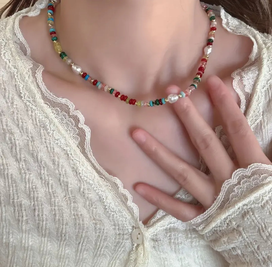 Karışık Doğal Taşlı Bohem Dizi Kolye