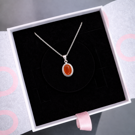 Akik Minimal Vintage Gümüş Kolye
