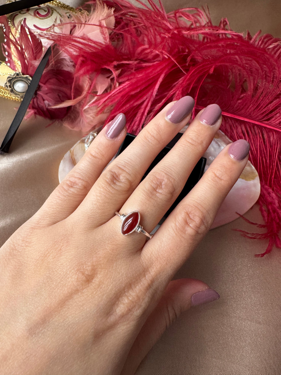 Akik Markiz Gümüş Yüzük