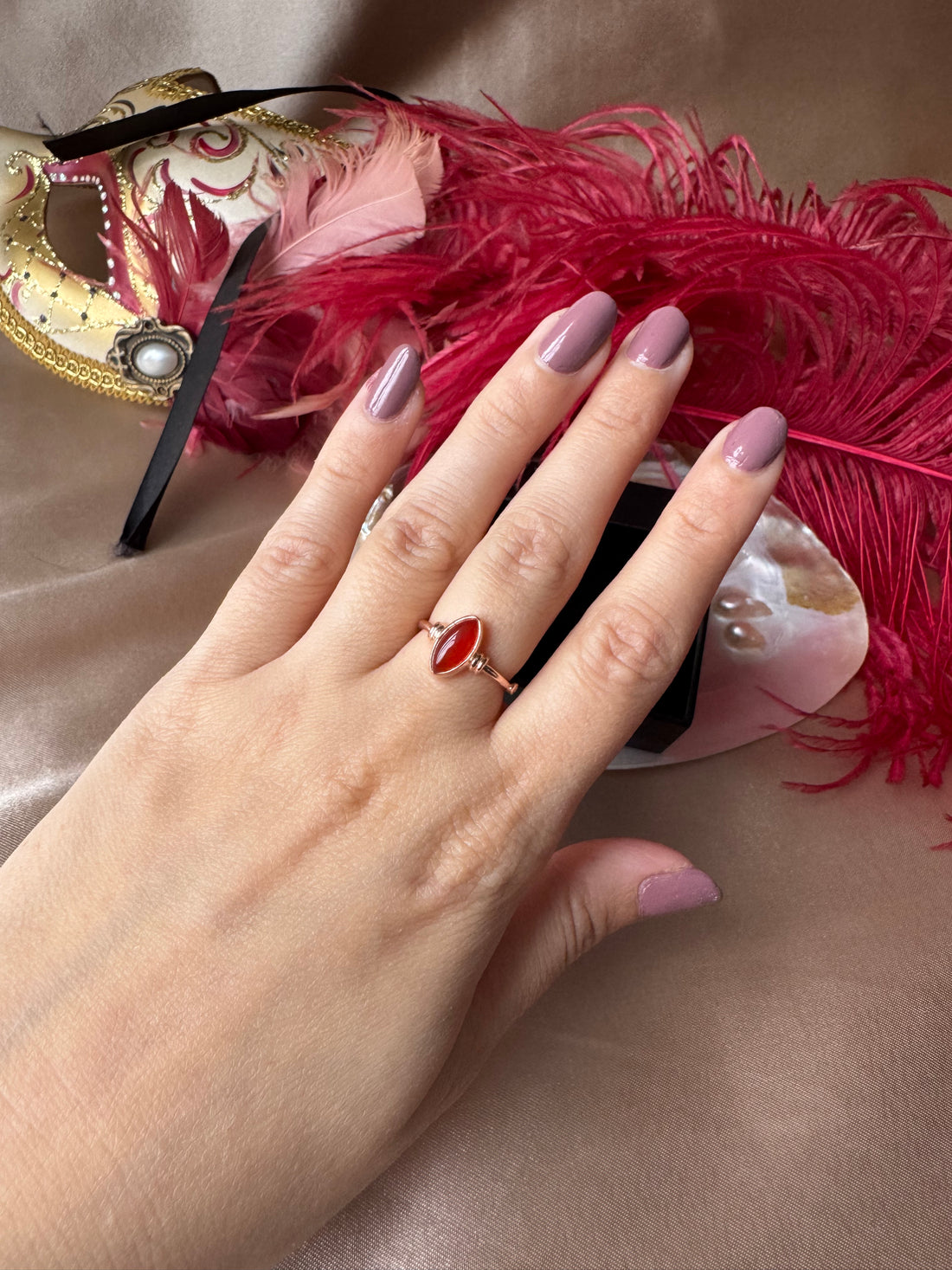 Akik Markiz Rose Gold Yüzük