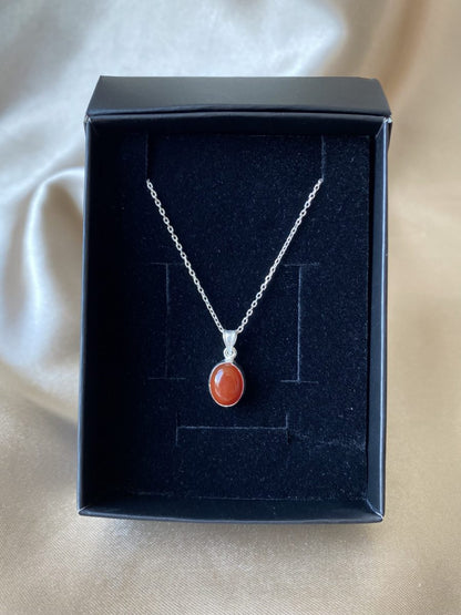 Akik Minimal Gümüş Kolye