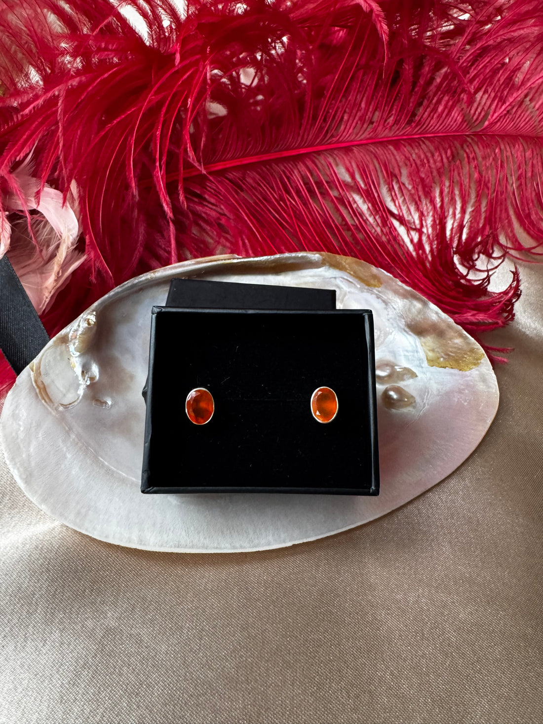 Akik Oval Gümüş Küpe