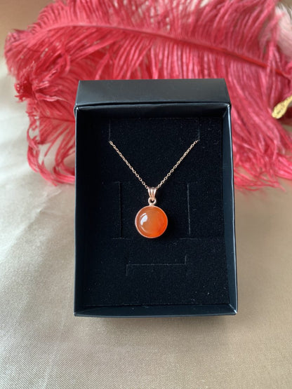 Akik Yuvarlak Rose Gold Kolye