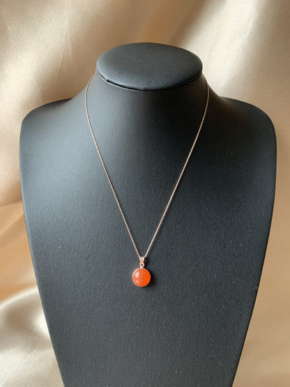 Akik Yuvarlak Rose Gold Kolye