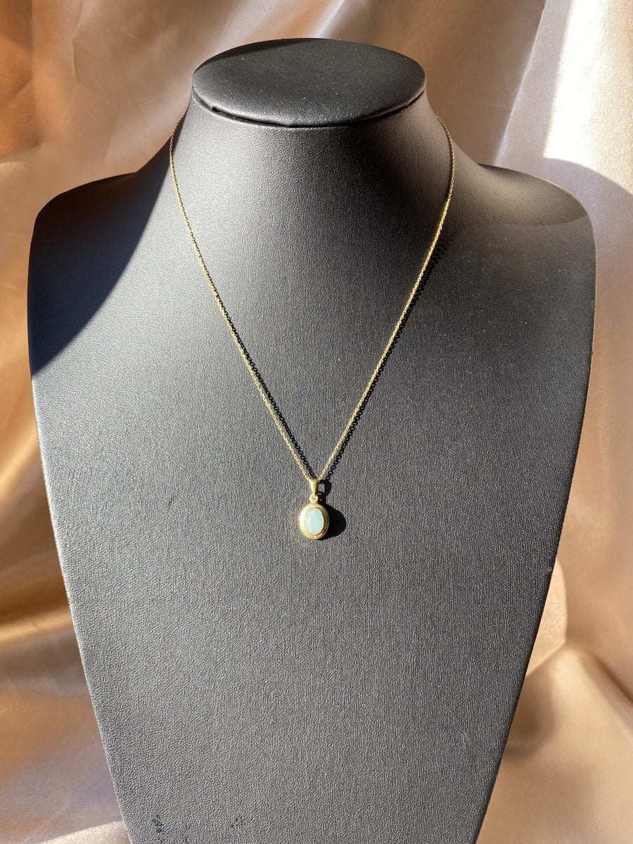 Akuamarin Minimal Vintage Gold Kolye