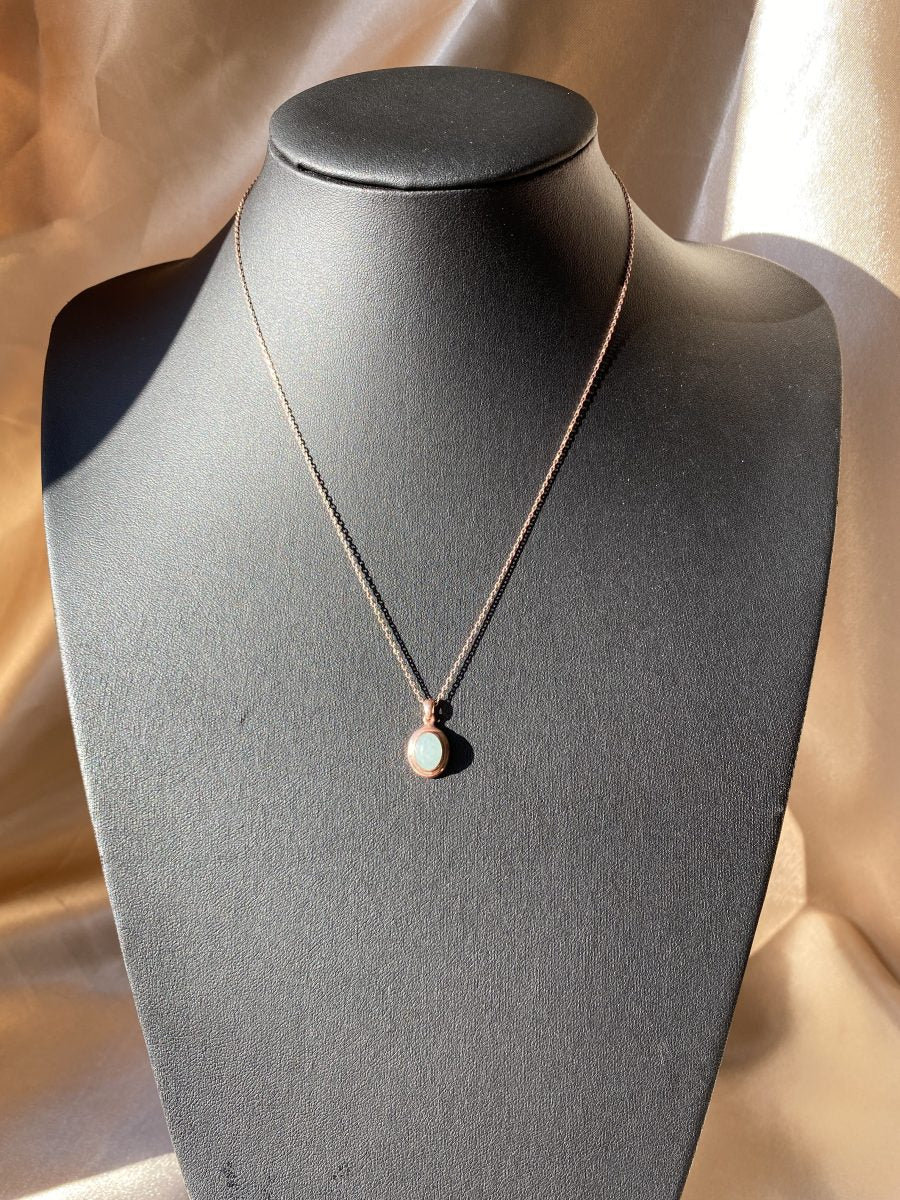 Akuamarin Minimal Vintage Rose Gold Kolye
