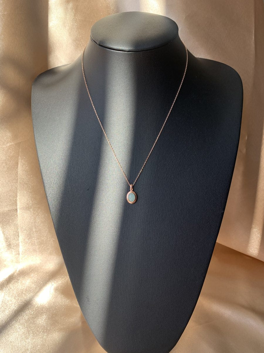 Akuamarin Minimal Vintage Rose Gold Kolye