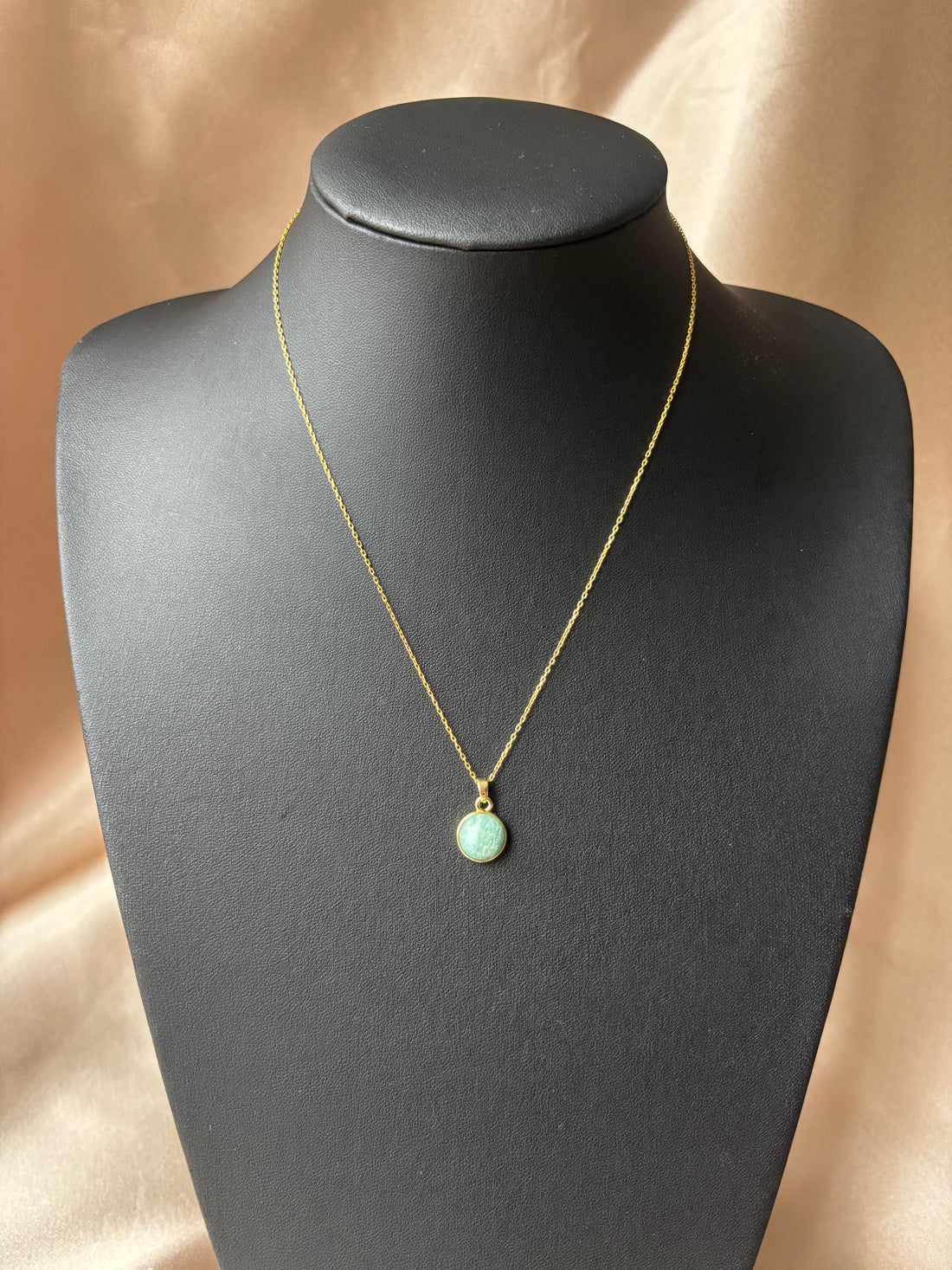 Amazonit Basic Round Gold Kolye