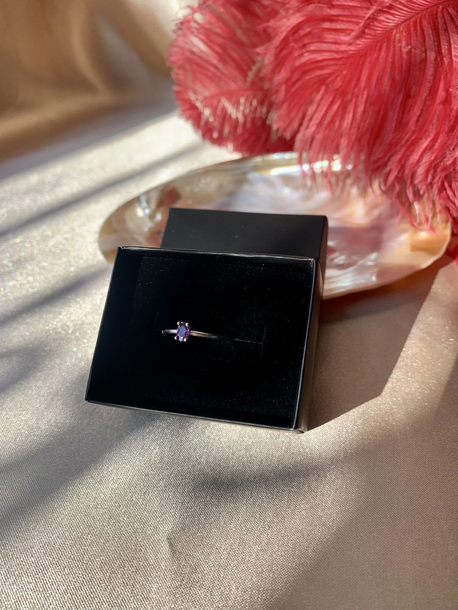 Ametist Minimal Gümüş Yüzük