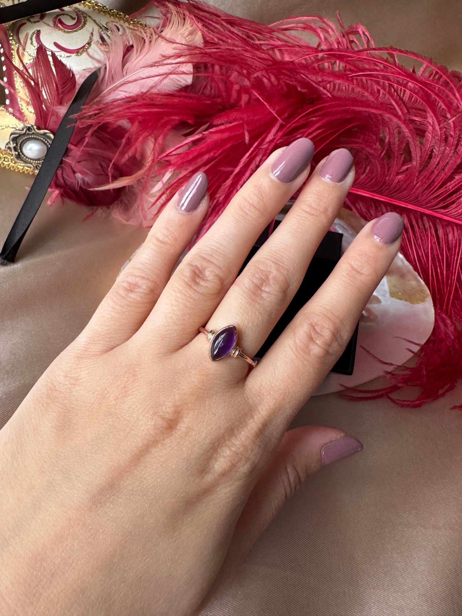 Ametist Markiz Rose Gold Yüzük