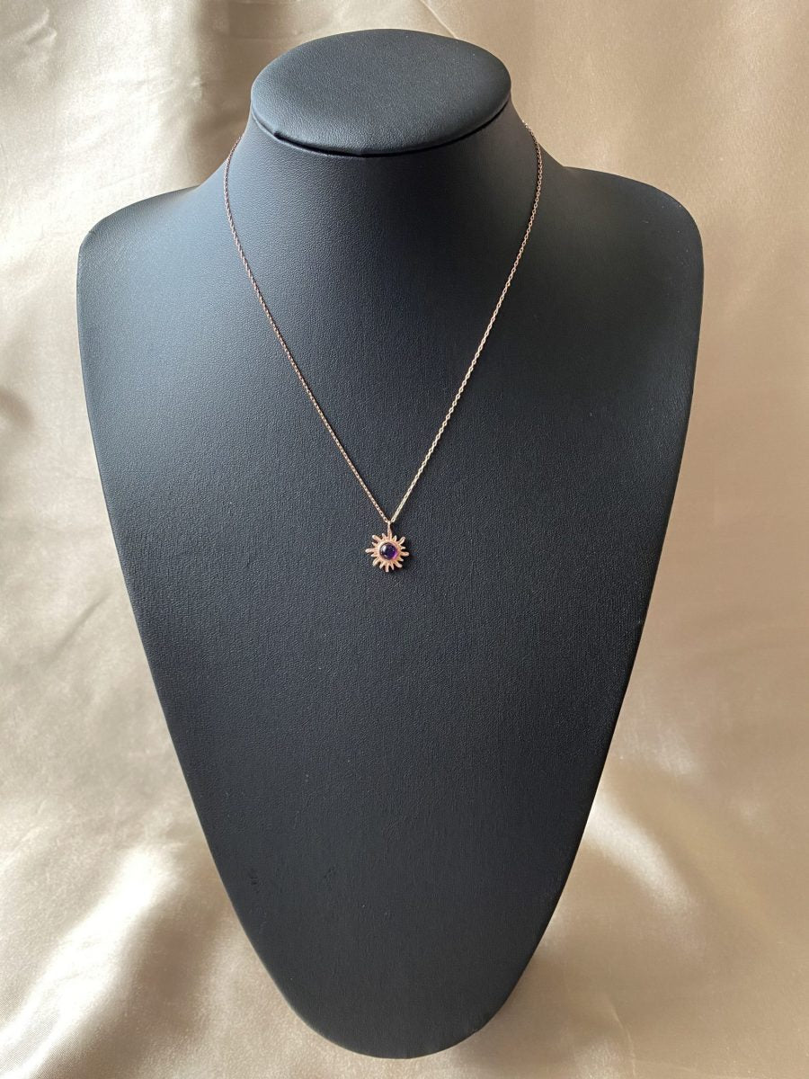 Ametist Minimal Güneş Rose Gold Kolye